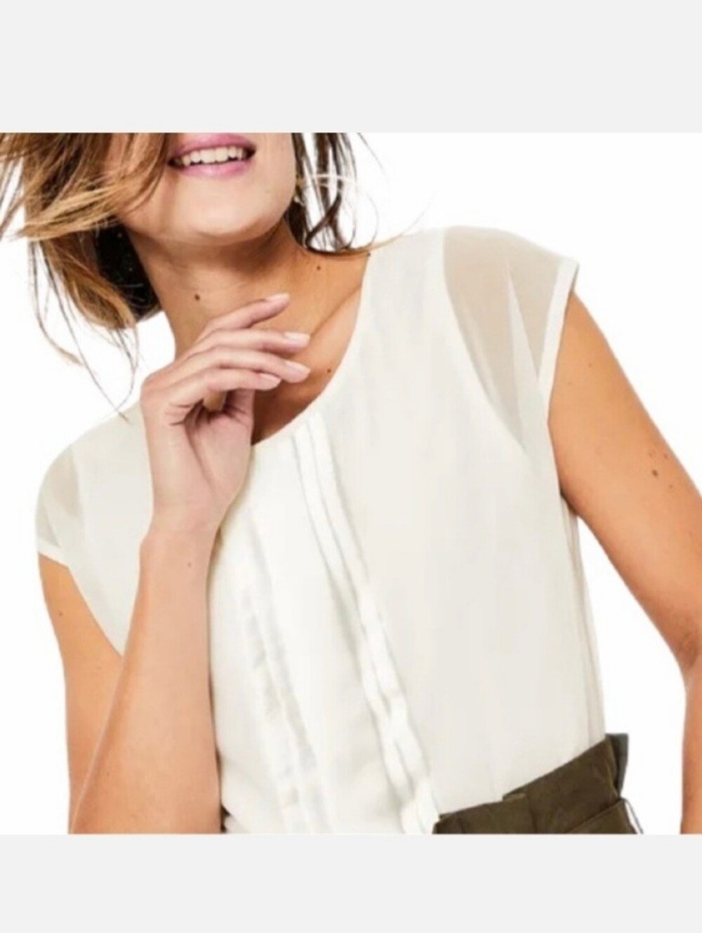 Boden Dakota Jersey Ivory Blouse 8